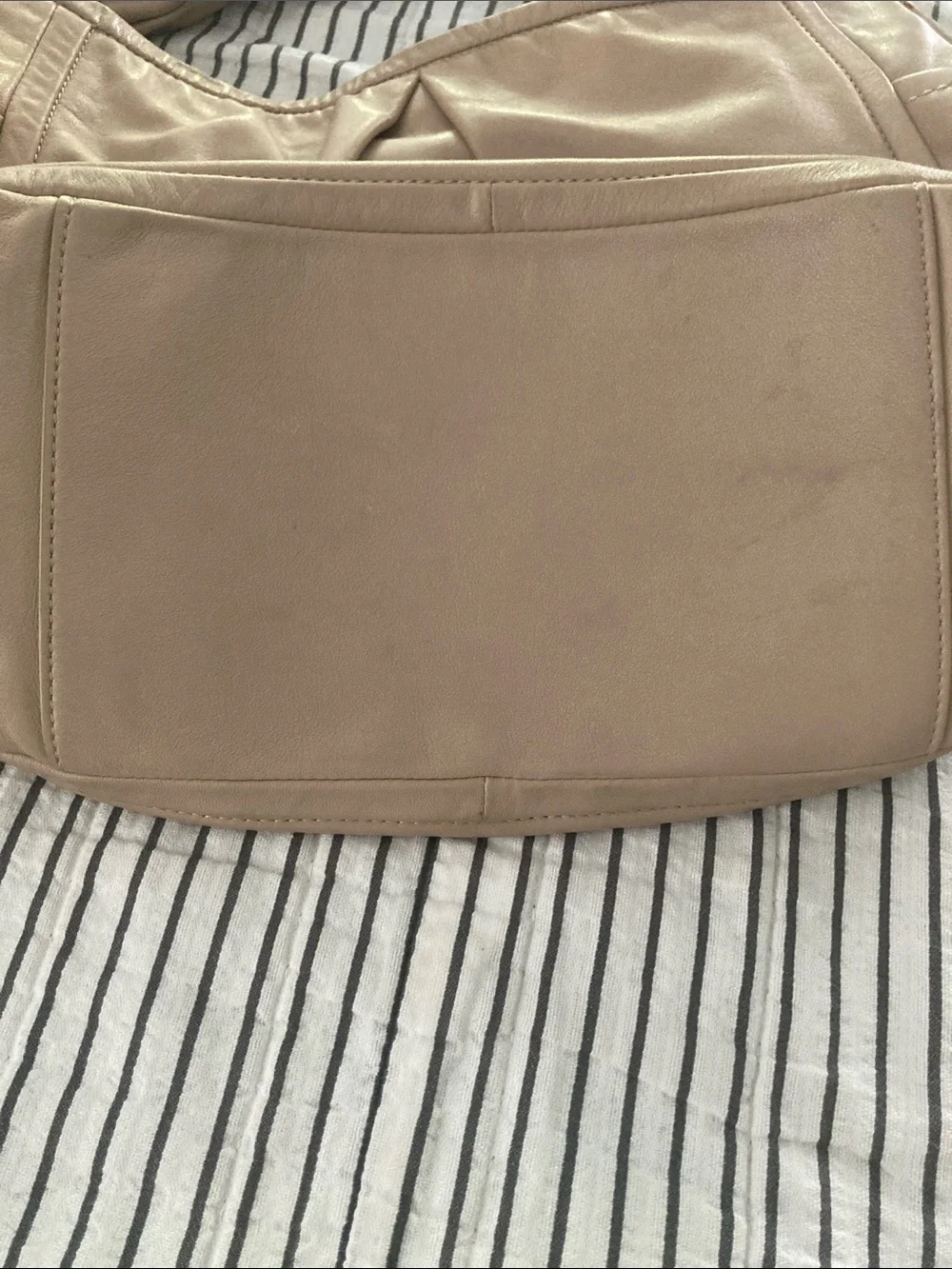 Coach Parker Pleated Tan Leather Shoulder Bag